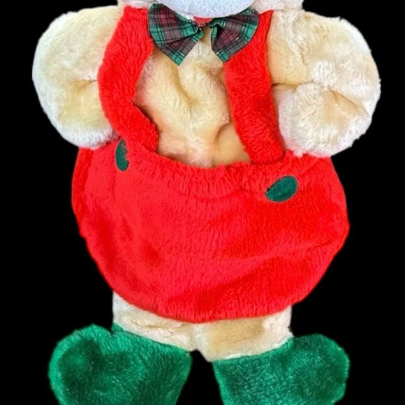 Santa's Best Rennoc Teddy Bear Christmas Plush Stocking Light Brown Overalls 20" - Picture 3 of 9